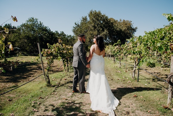 Everlasting Elopements couple after ceremony at Oak Valley Vineyards.